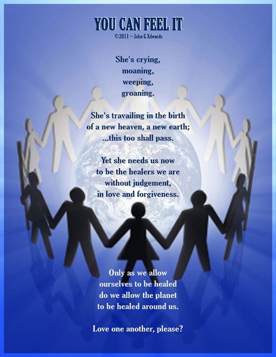 Picture of earth encircled by people