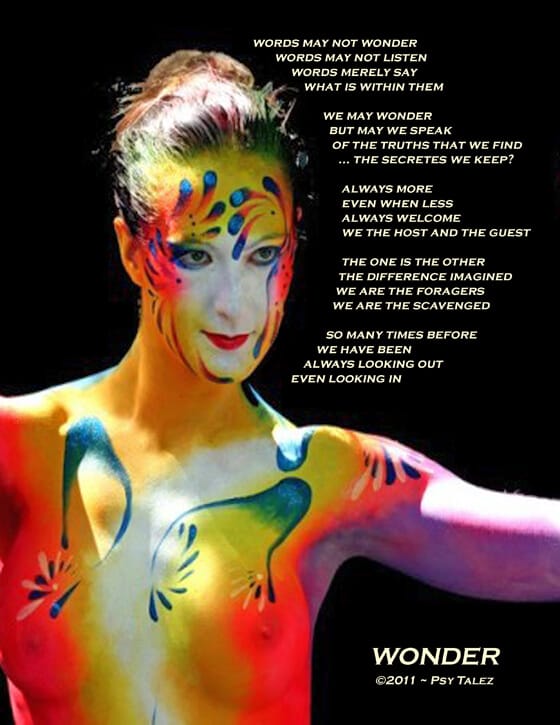 woman painted in bright colors