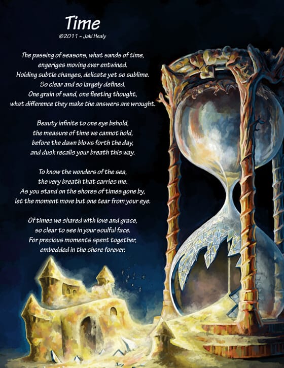 shattered hour glass and sand castle