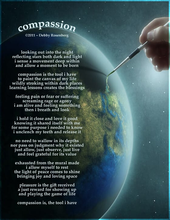 giant hand painting the earth