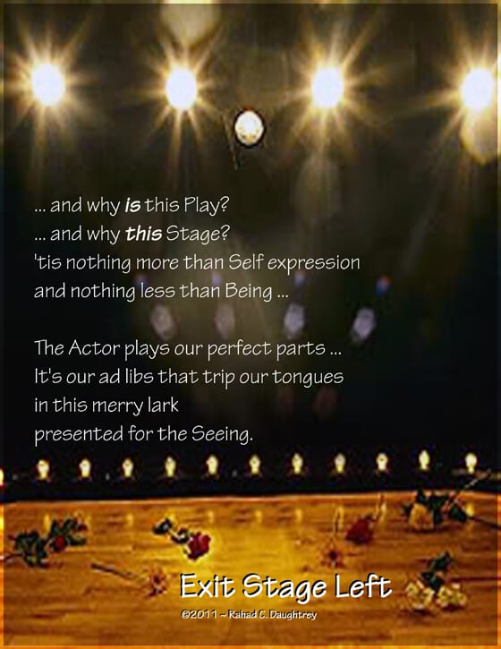 flowers on a spot-lit stage