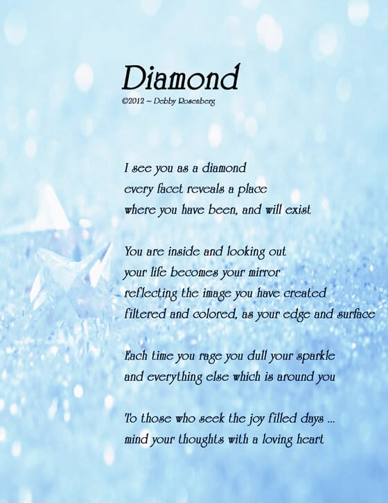 diamond, mirror, life, reflecting, create, color, rage, joy, loving heart, Debby Rosenberg