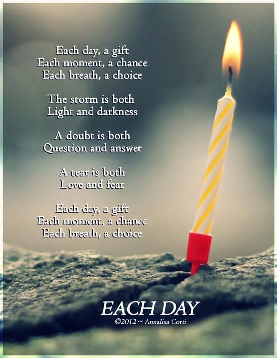 gift, moment, chance, choice, light, answer, love, fear, Annalisa Corti