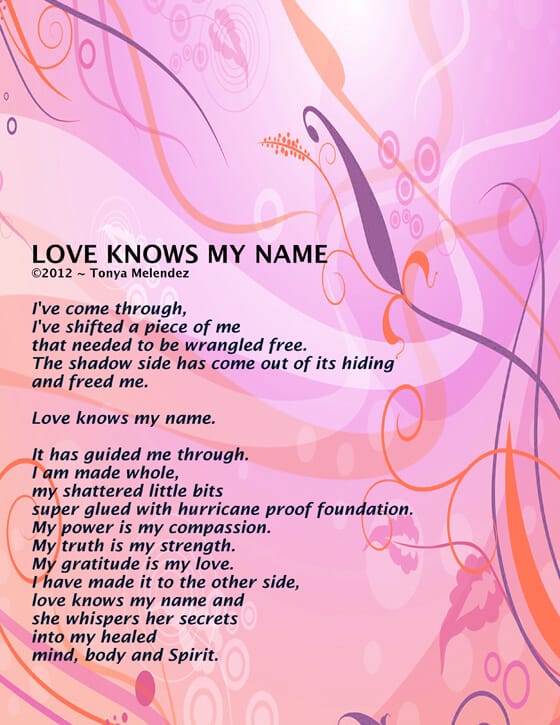 love, shift, free, guide, whole, hurricane, compassion, truth, gratitude, strength, secret, spirit, Tonya Melendez